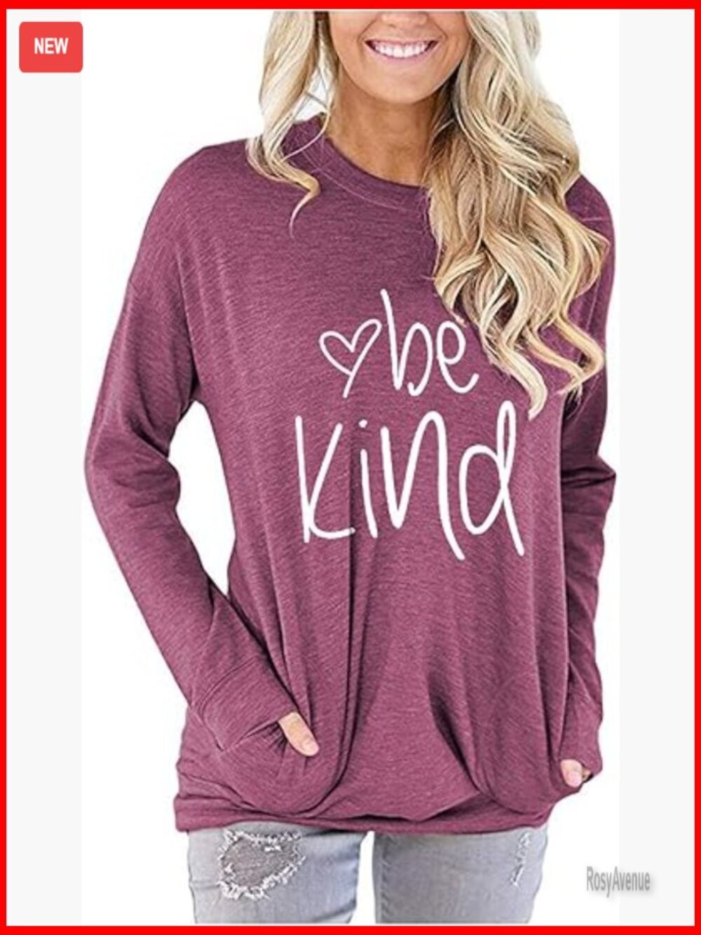 Long Sleeve Tunic Top with Pockets Soft Pullover Blouse